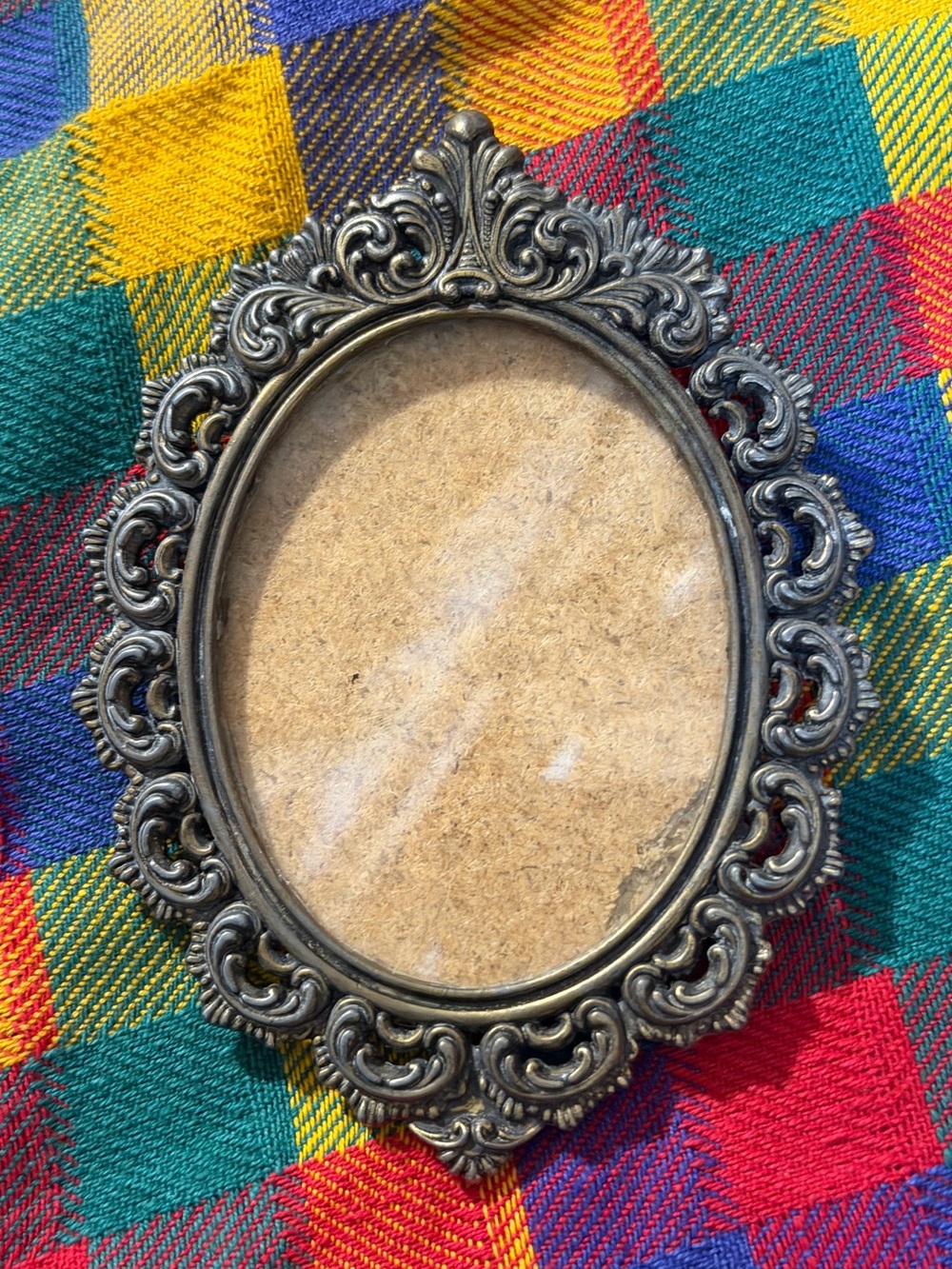 Vintage Italian Ornate Silver Oval Picture Frame